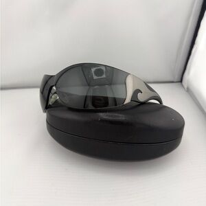 Prada Black Spr51g Shield Sunglasses with Silver Swirl Detail